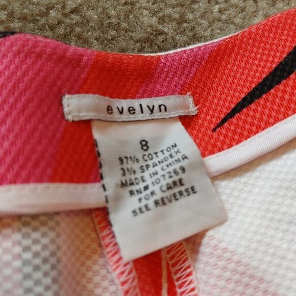 Evelyn Abstract Funky Fun NWOT Pants Size 8 Pink Retro White Black Zipper Side - Picture 7 of 12